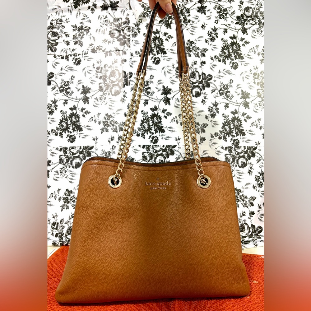 Kate Spade Tan Leather Shoulder Bag with Gold Chain